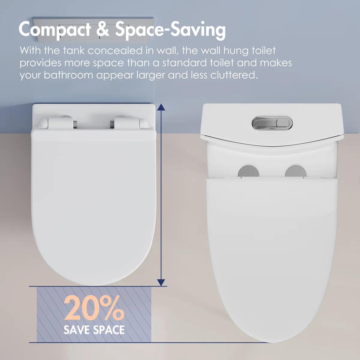 Capri Elongated Wall-Mount Rimless Toilet Bowl in White, Soft-Close Seat