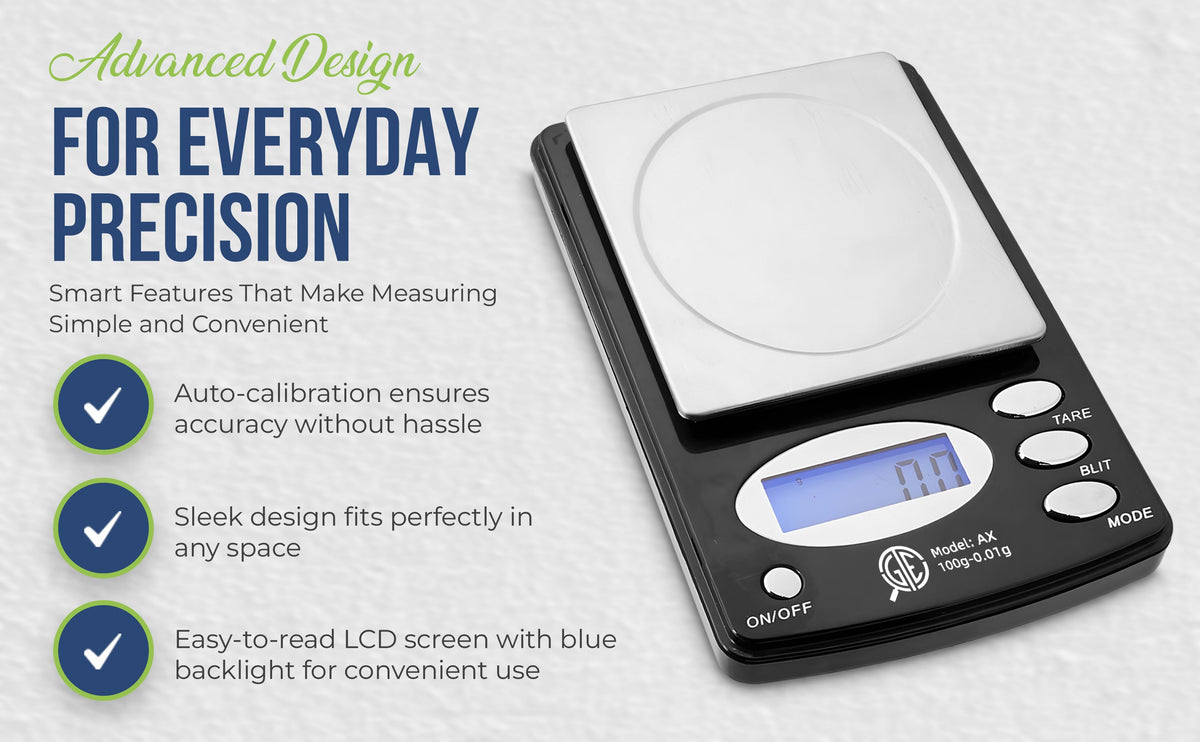GTE 100AX Digital Jewelry Scale – 100g x 0.01g Precision, 6 Weighing Modes