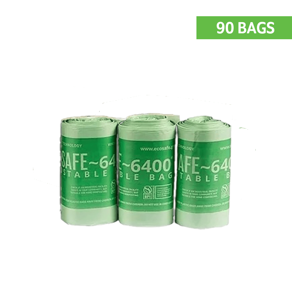 EcoSafe 2.5 Gal Compostable Bags - 16x17 (3-Roll Pack, QTY:90)