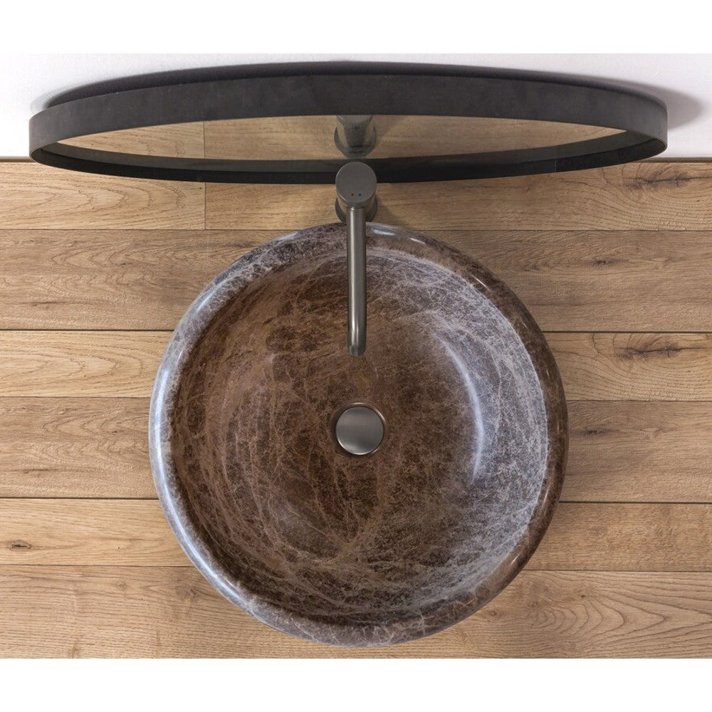 Emperador Brown Natural Marble Vessel Sink - Polished 16 inch