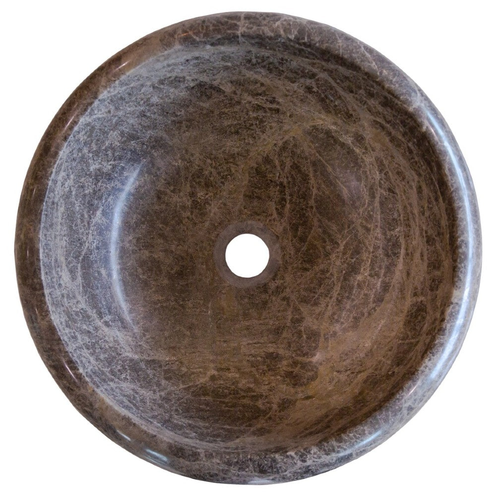 Emperador Brown Natural Marble Vessel Sink - Polished 16 inch