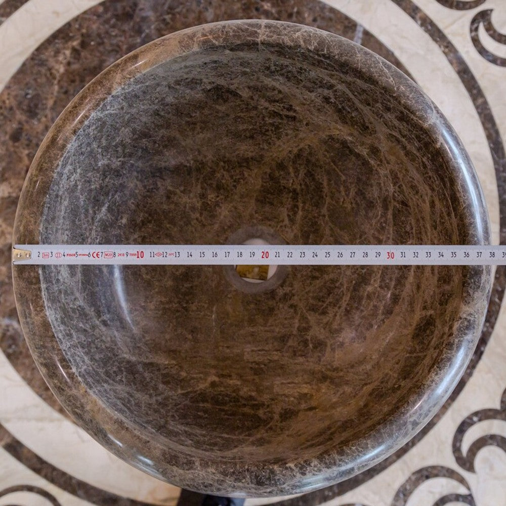 Emperador Brown Natural Marble Vessel Sink - Polished 16 inch