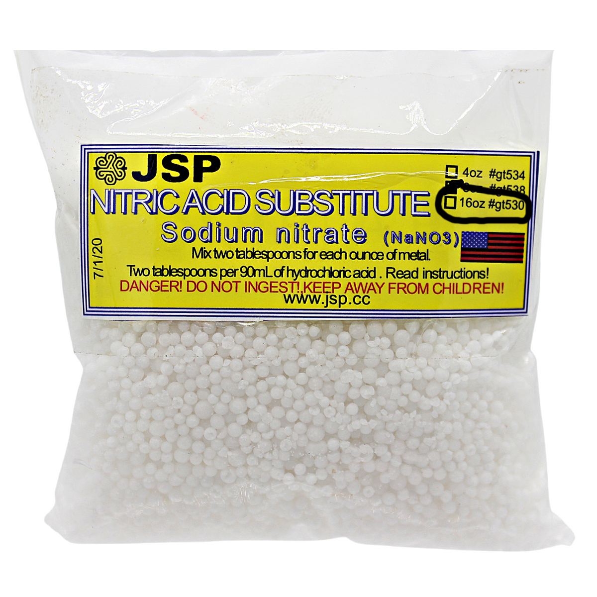 JSP & GTE Nitric Acid Substitute Sodium Nitrate for Gold Refining & Recovery - Reagent Grade