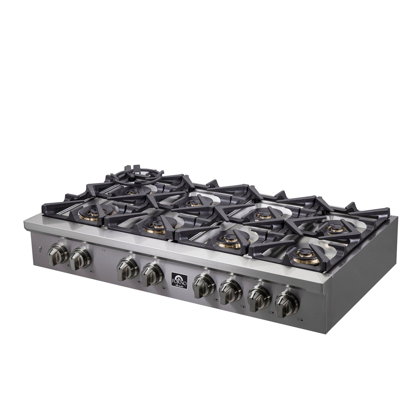 Forno Spezia Alta Qualita 48-Inch Pro-Style Gas Rangetop, Stainless Steel, 8 Sealed Burners, Continuous Cast Iron Grates, High Heat Output