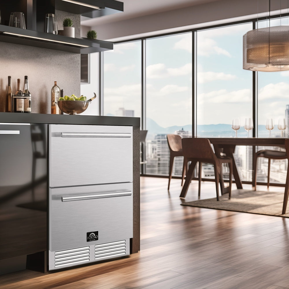 Forno Cosenza 24" Built-In Drawer Freezer with Ice Maker, 4.69 cu.ft.