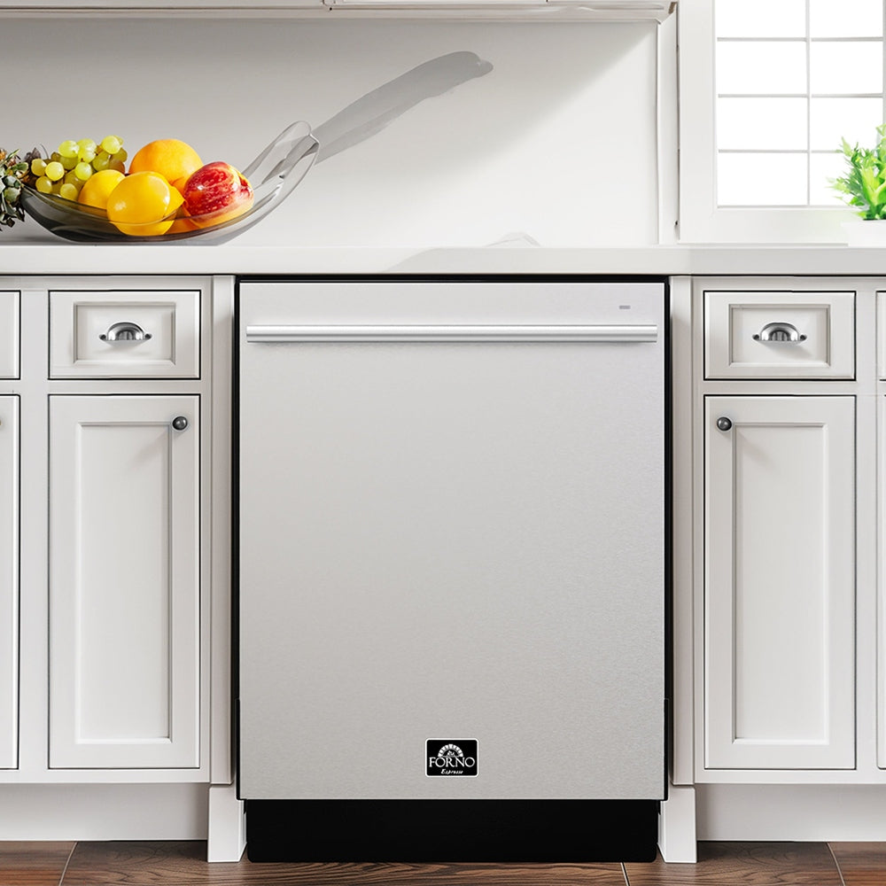FORNO Premium 3-Piece Kitchen Bundle - 30" Electric Range, French Door Refrigerator, Built-In Dishwasher, Stainless Steel - FBDL-011-01US