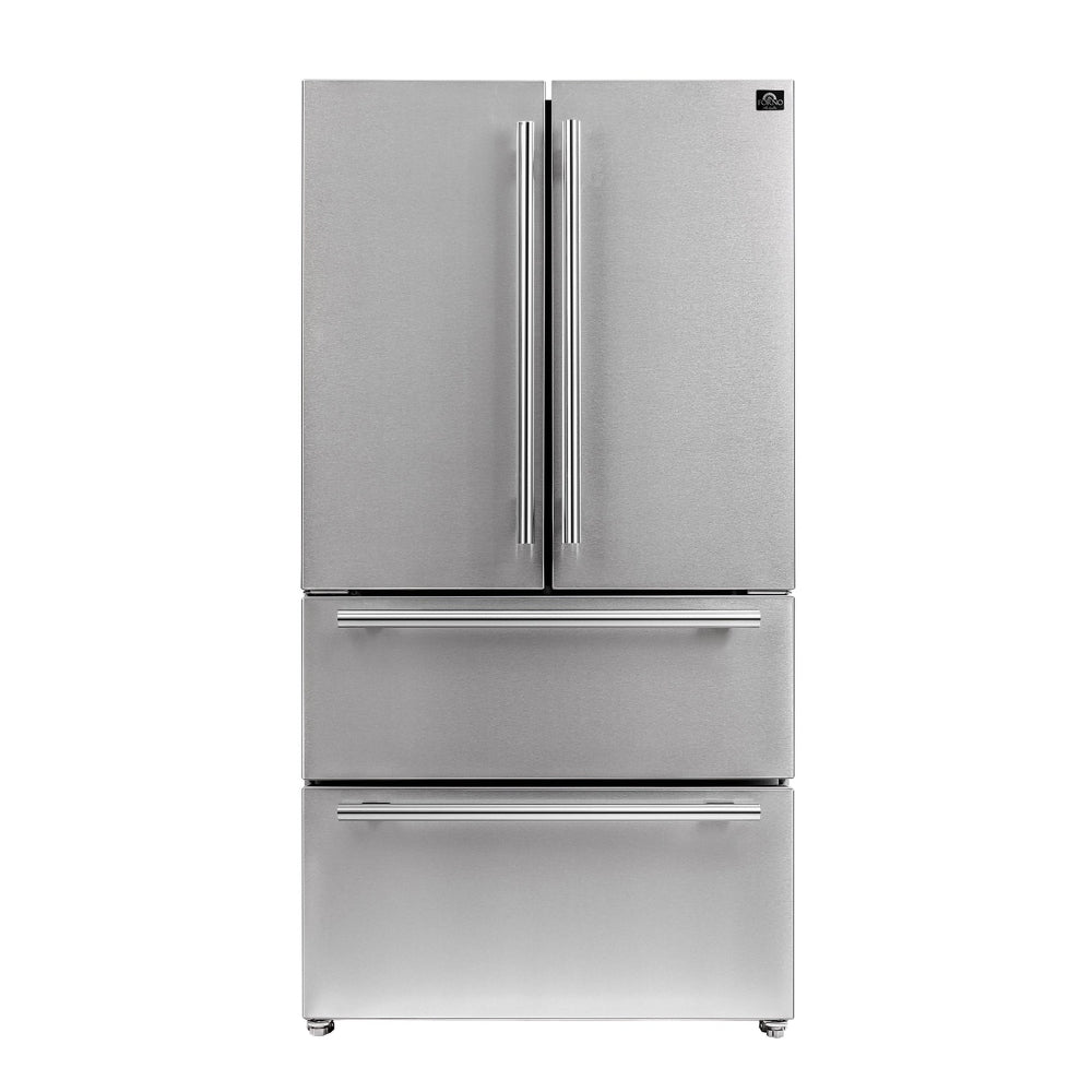 FORNO Premium 3-Piece Kitchen Bundle - Galiano 36" Dual Fuel Range, 36" French Door Refrigerator, 24" Built-In Dishwasher - FBDL-004-02CAUS