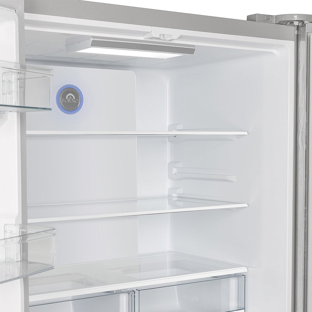 Forno Moena 36-Inch French Door Refrigerator, 19.2 cu.ft, Counter Depth, Ice Maker, Stainless Steel Interior Panel, ENERGY STAR Certified