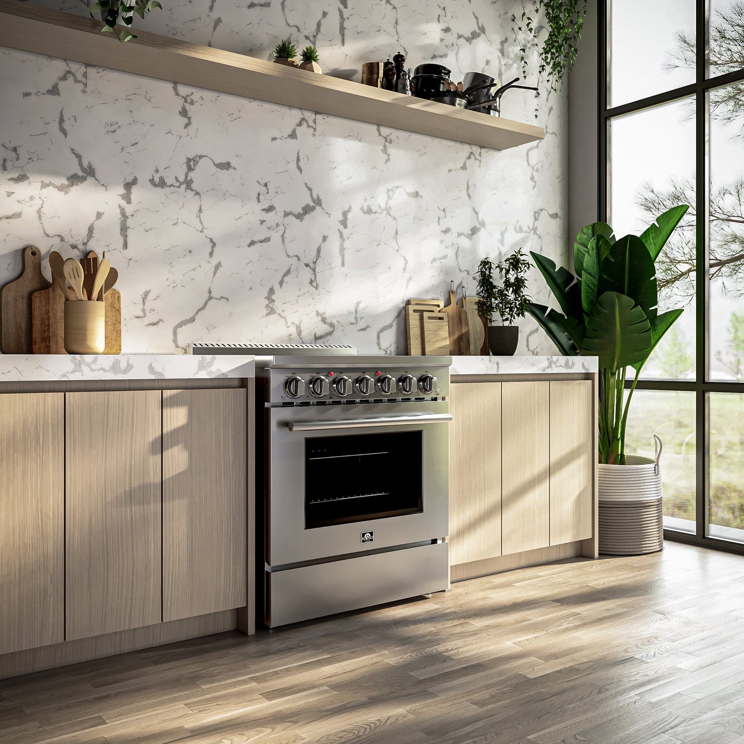 Forno Paolo 30-Inch Freestanding Electric Range, Stainless Steel, 4.38 cu.ft, True Convection Oven, Energy Efficient