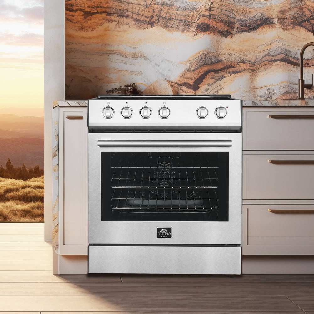 Forno Leonardo 30-Inch Stainless Steel Electric Range, True Convection, Energy Efficient