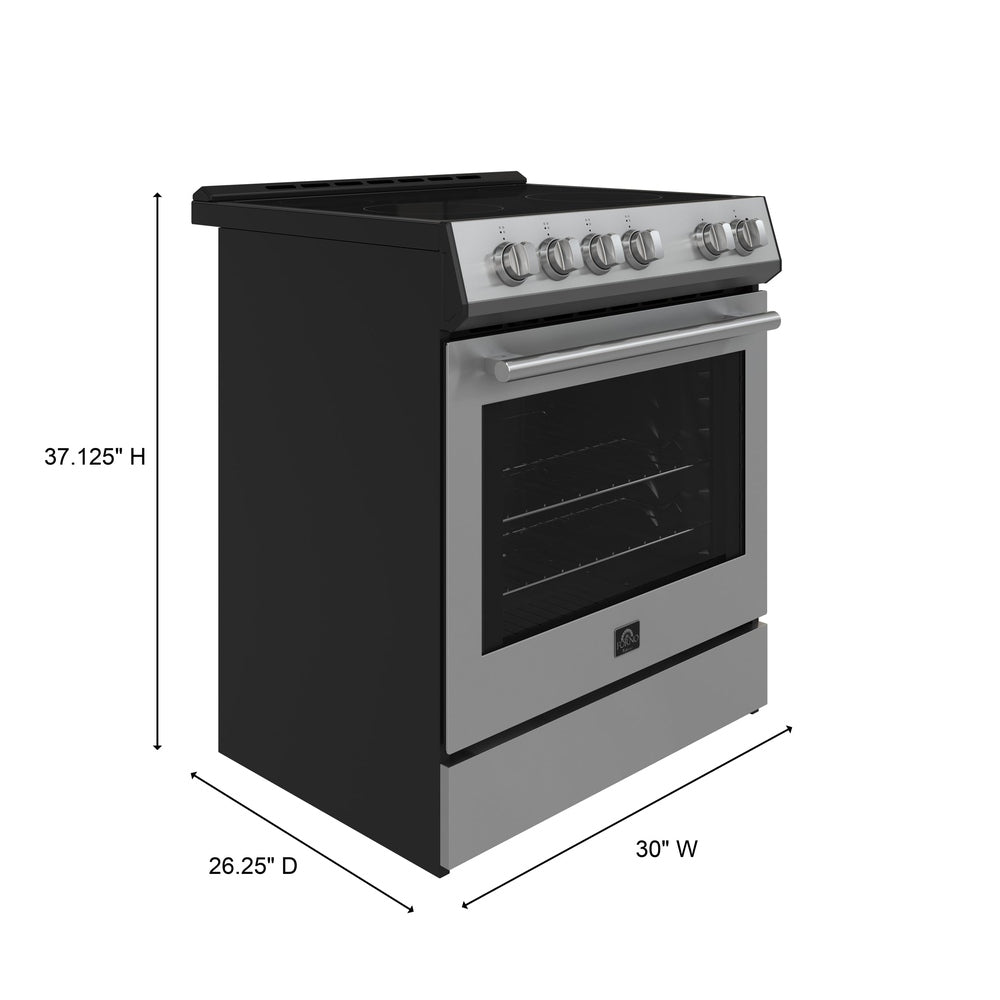 Forno Leonardo 30-Inch Stainless Steel Electric Range, True Convection, Energy Efficient