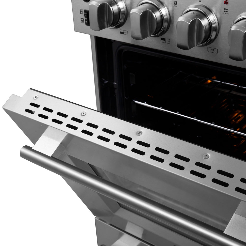 Forno Loiano 24 Inch Freestanding Electric Range Stainless Steel with Storage Drawer