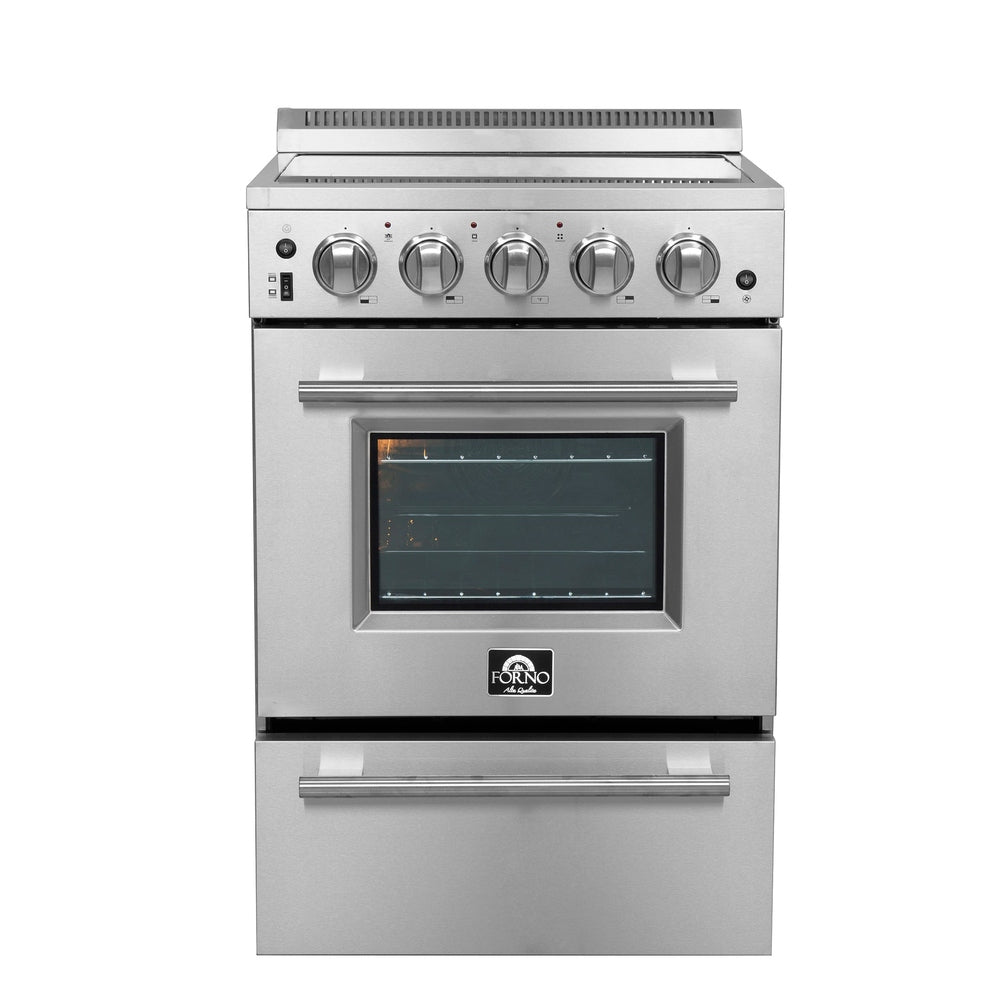 Forno Loiano 24 Inch Freestanding Electric Range Stainless Steel with Storage Drawer