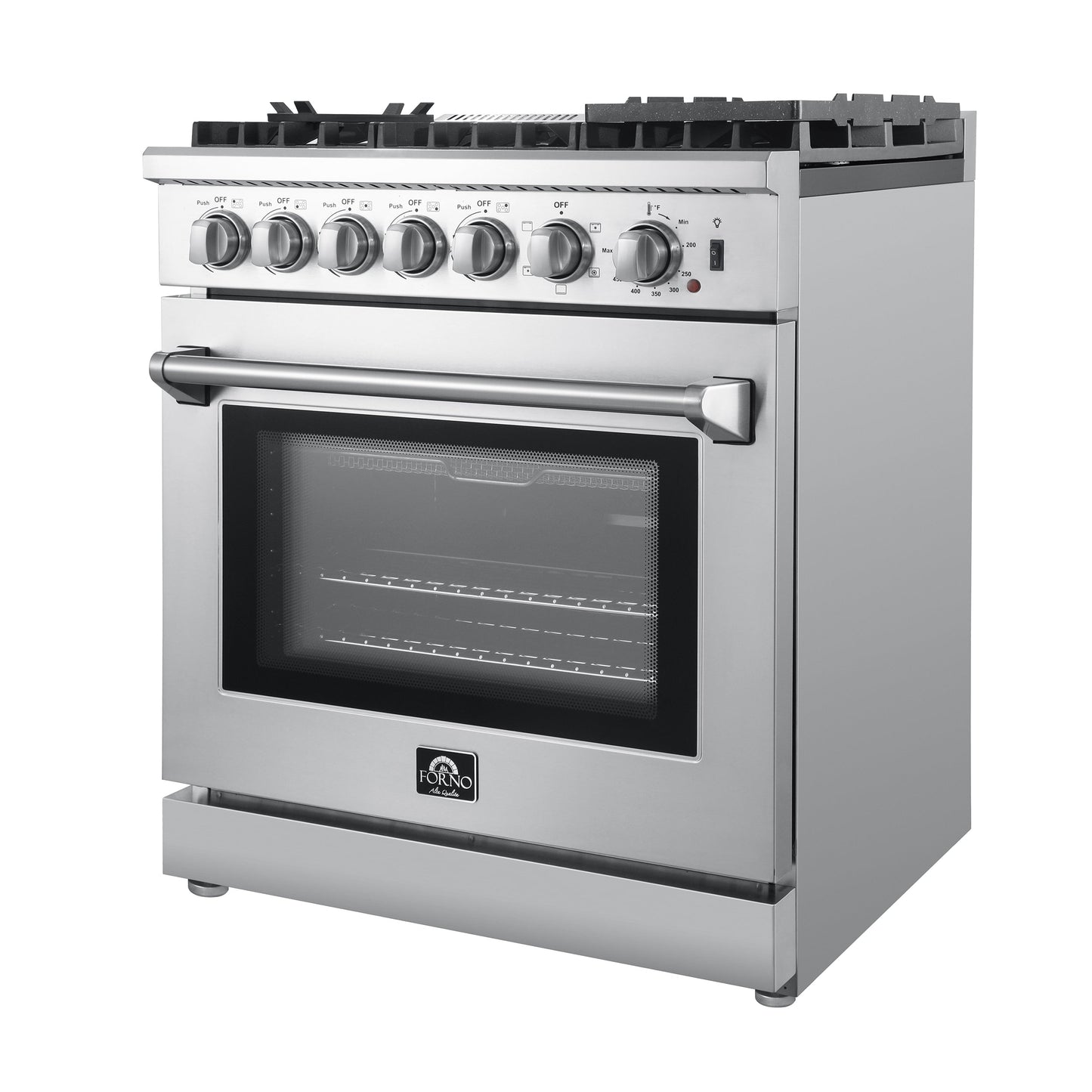 Forno Lazio 30-Inch Freestanding Dual Fuel Range, 5 Burners, True Convection Oven
