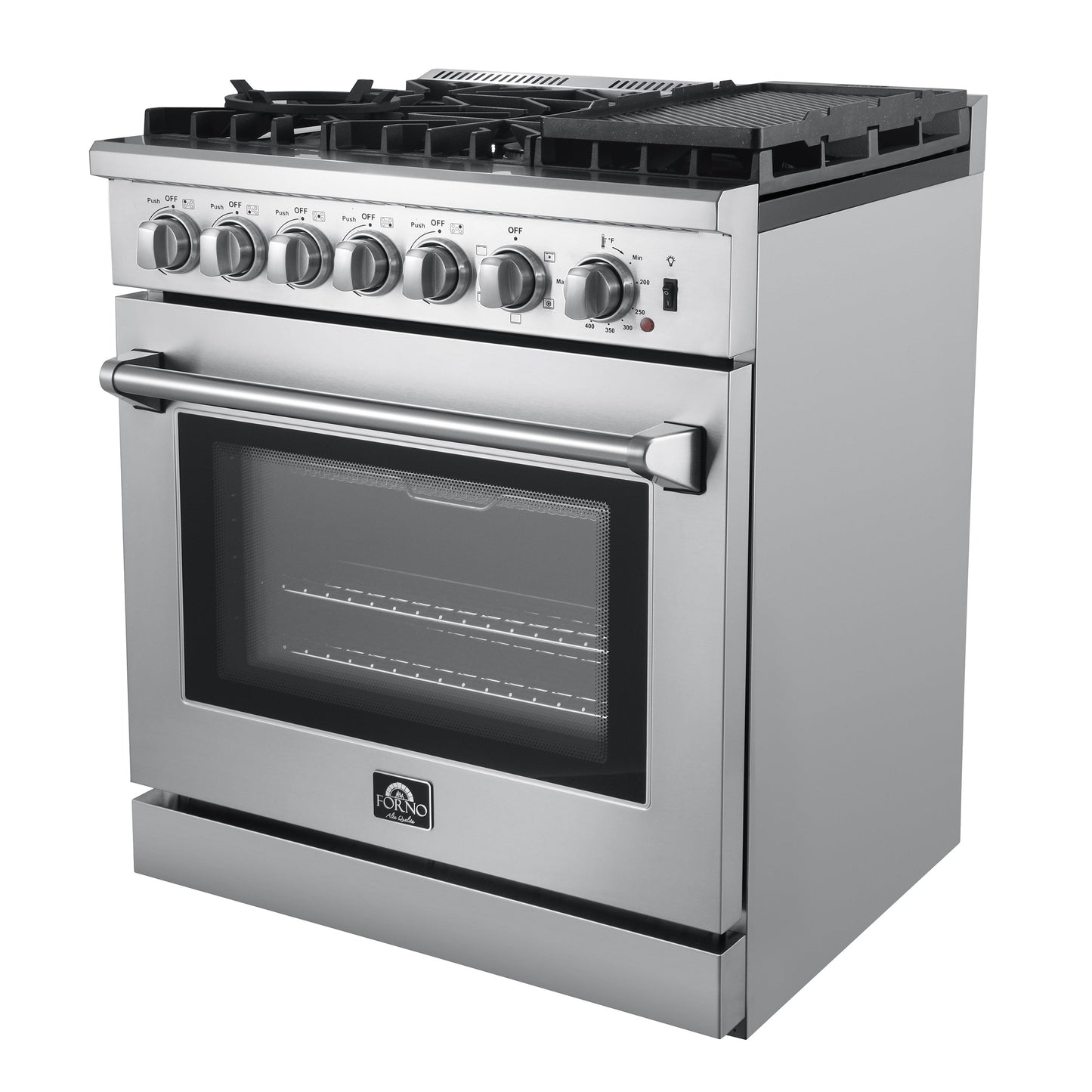 Forno Lazio 30-Inch Freestanding Dual Fuel Range, 5 Burners, True Convection Oven