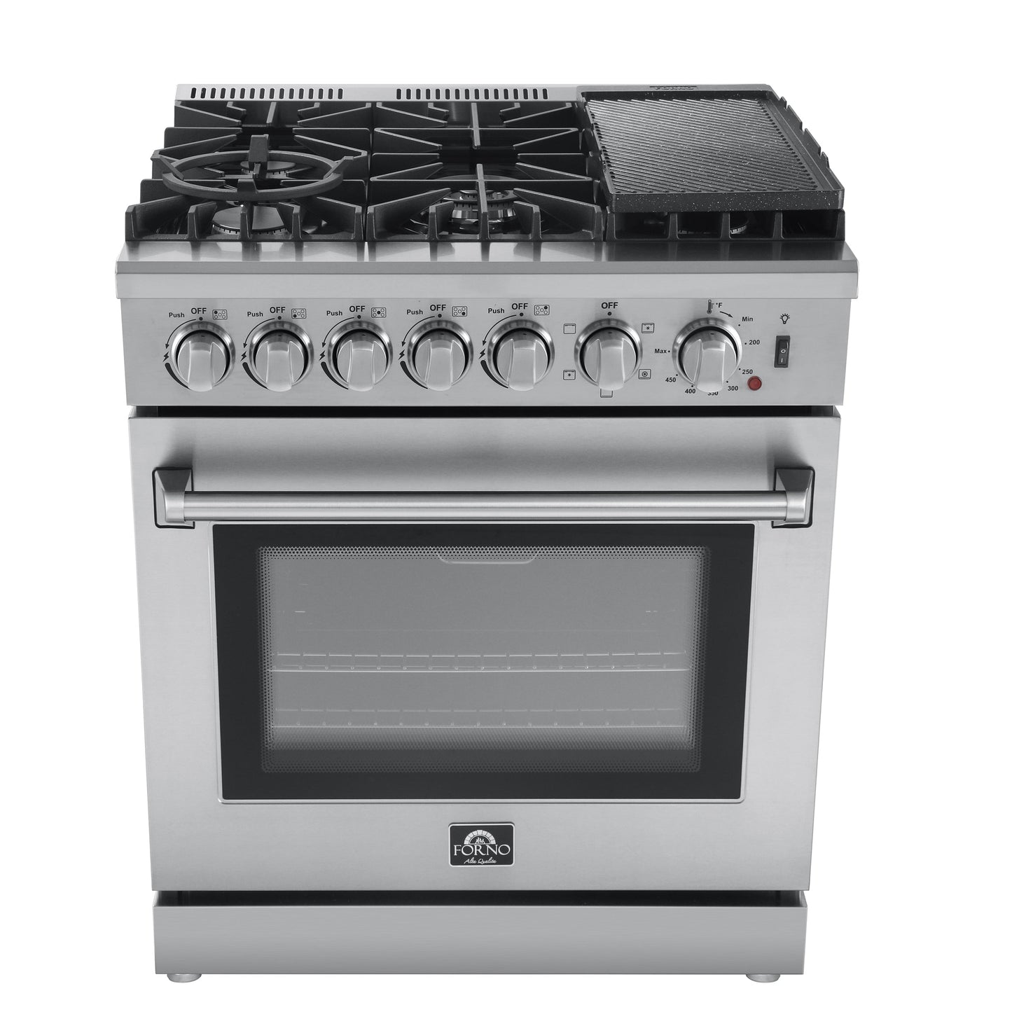Forno Lazio 30-Inch Freestanding Dual Fuel Range, 5 Burners, True Convection Oven