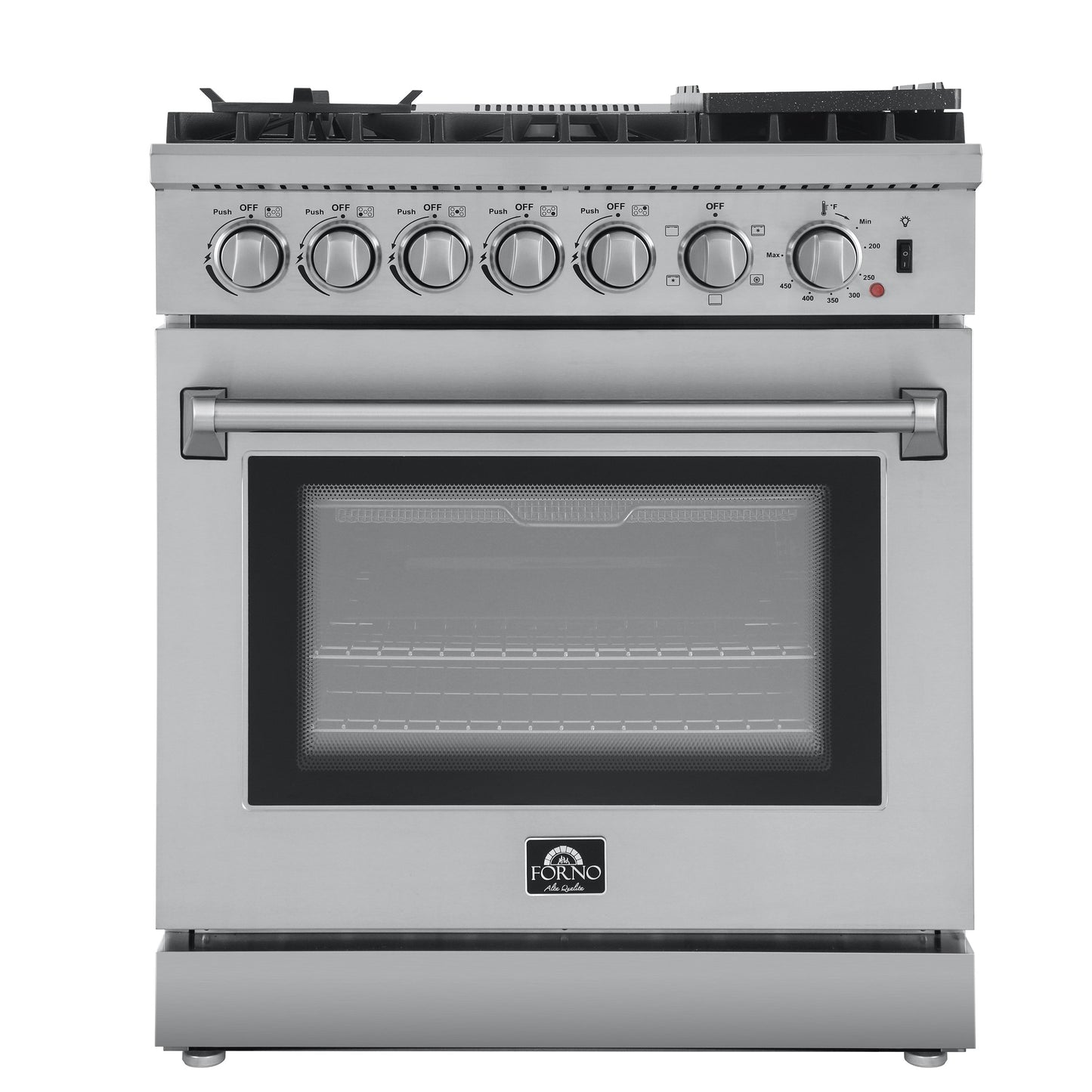 Forno Lazio 30-Inch Freestanding Dual Fuel Range, 5 Burners, True Convection Oven