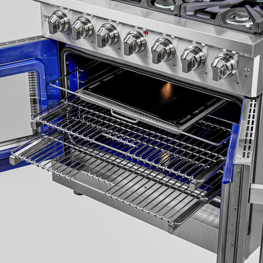 Forno Massimo 36-Inch Freestanding French Door Gas Range, 6 Burners, Convection Oven, Energy Efficient