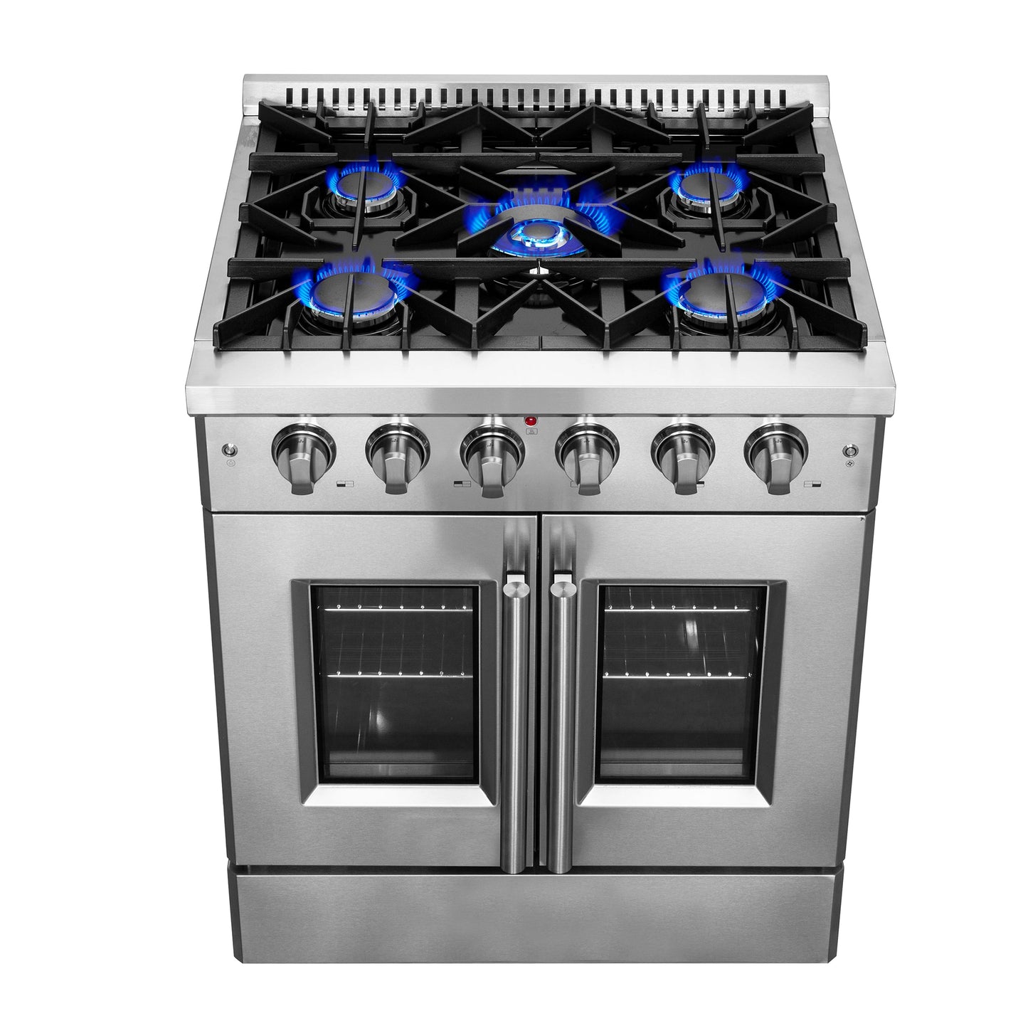 Forno Galiano 30-Inch Freestanding French Door Gas Range, 5 Burners, Convection Oven, Energy Efficient