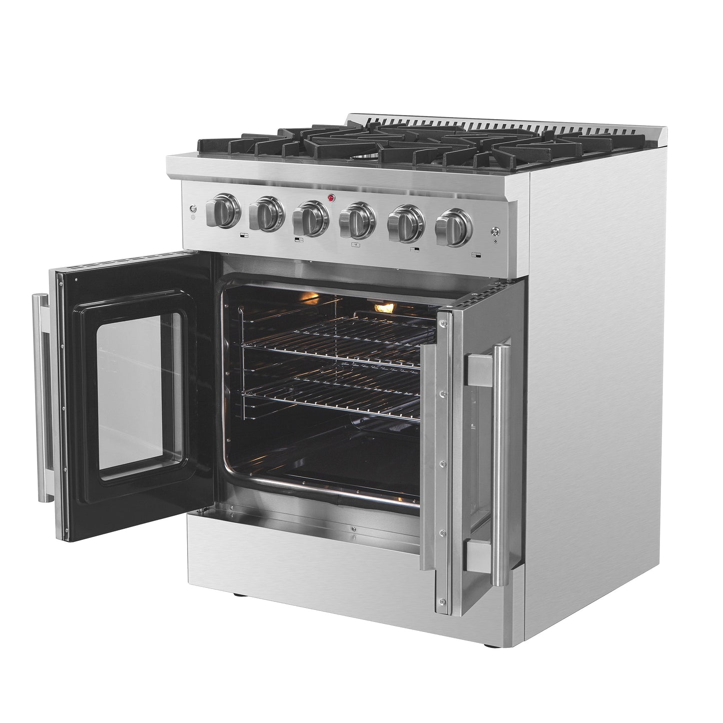 Forno Galiano 30-Inch Freestanding French Door Gas Range, 5 Burners, Convection Oven, Energy Efficient