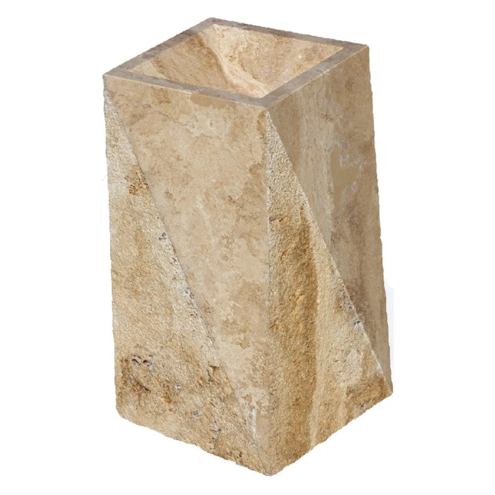 Gold Travertine Rectangular Pedestal Sink Honed 14x21.5x33.5