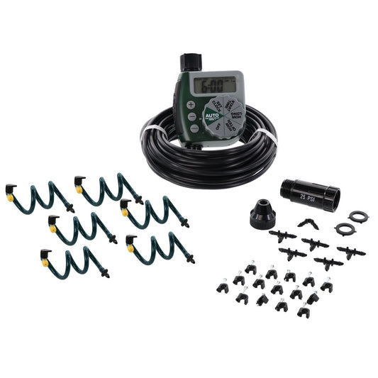 Hanging Basket Drip Irrigation Watering Kit with 1-Outlet Digital Hose Faucet Timer 56318