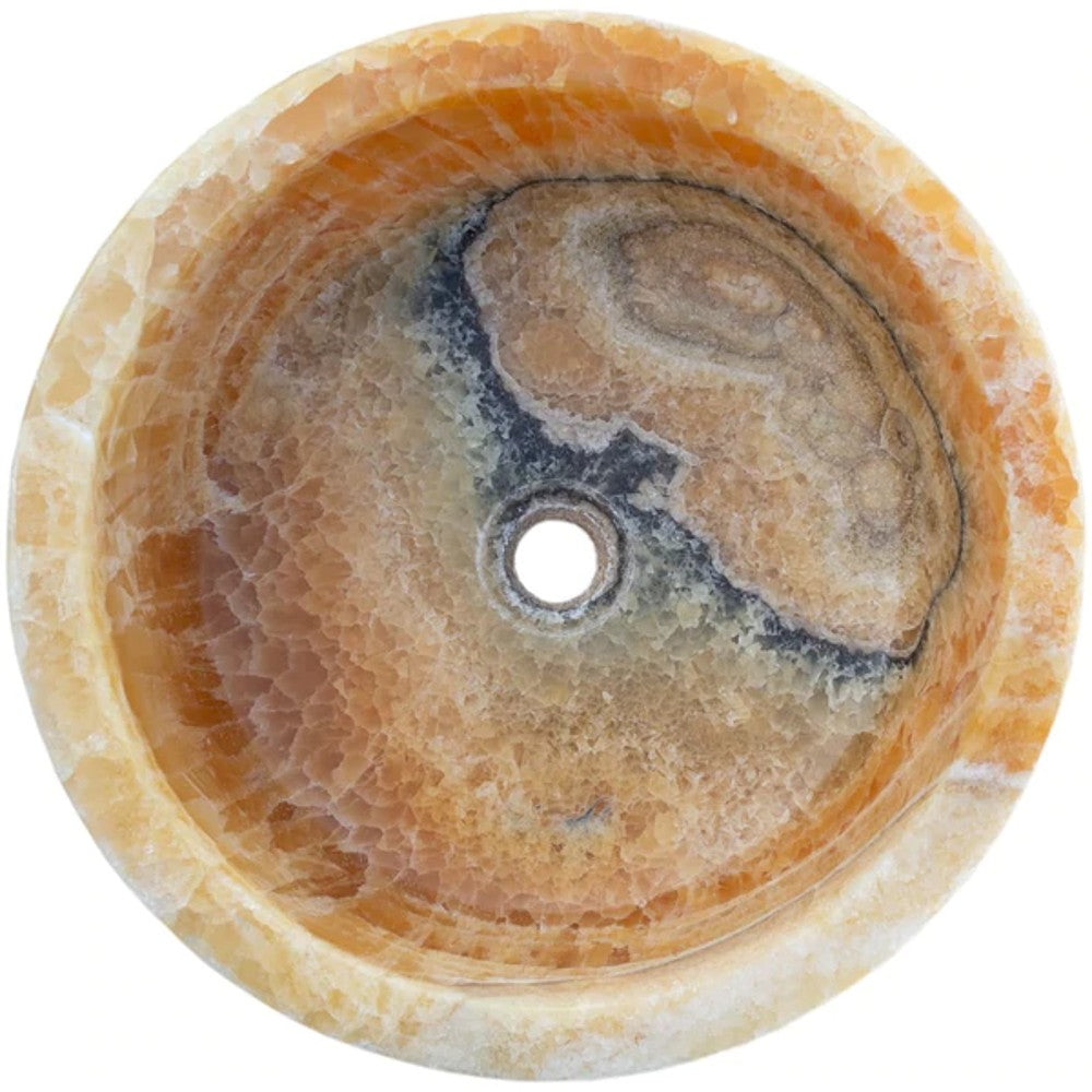Turkish Honey Onyx Natural Stone Drop-In Vessel Sink 16x6 Inch - Polished Finish