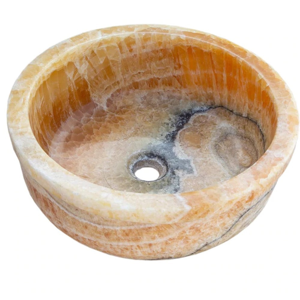 Turkish Honey Onyx Natural Stone Drop-In Vessel Sink 16x6 Inch - Polished Finish
