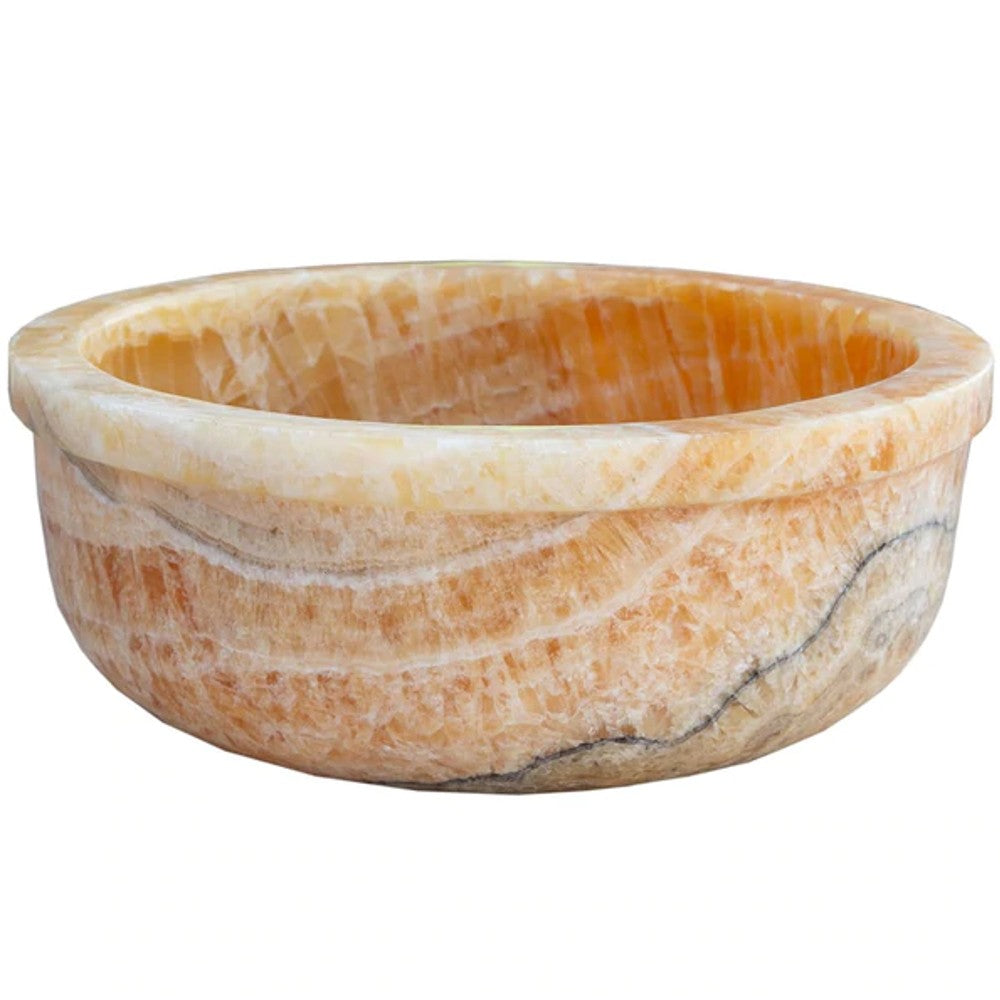 Turkish Honey Onyx Natural Stone Drop-In Vessel Sink 16x6 Inch - Polished Finish