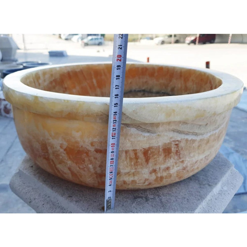 Turkish Honey Onyx Natural Stone Drop-In Vessel Sink 16x6 Inch - Polished Finish
