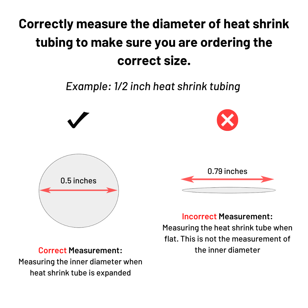 Red 2:1 Polyolefin Heat Shrink Tube Tubing - Various Inner Diameter Options Available