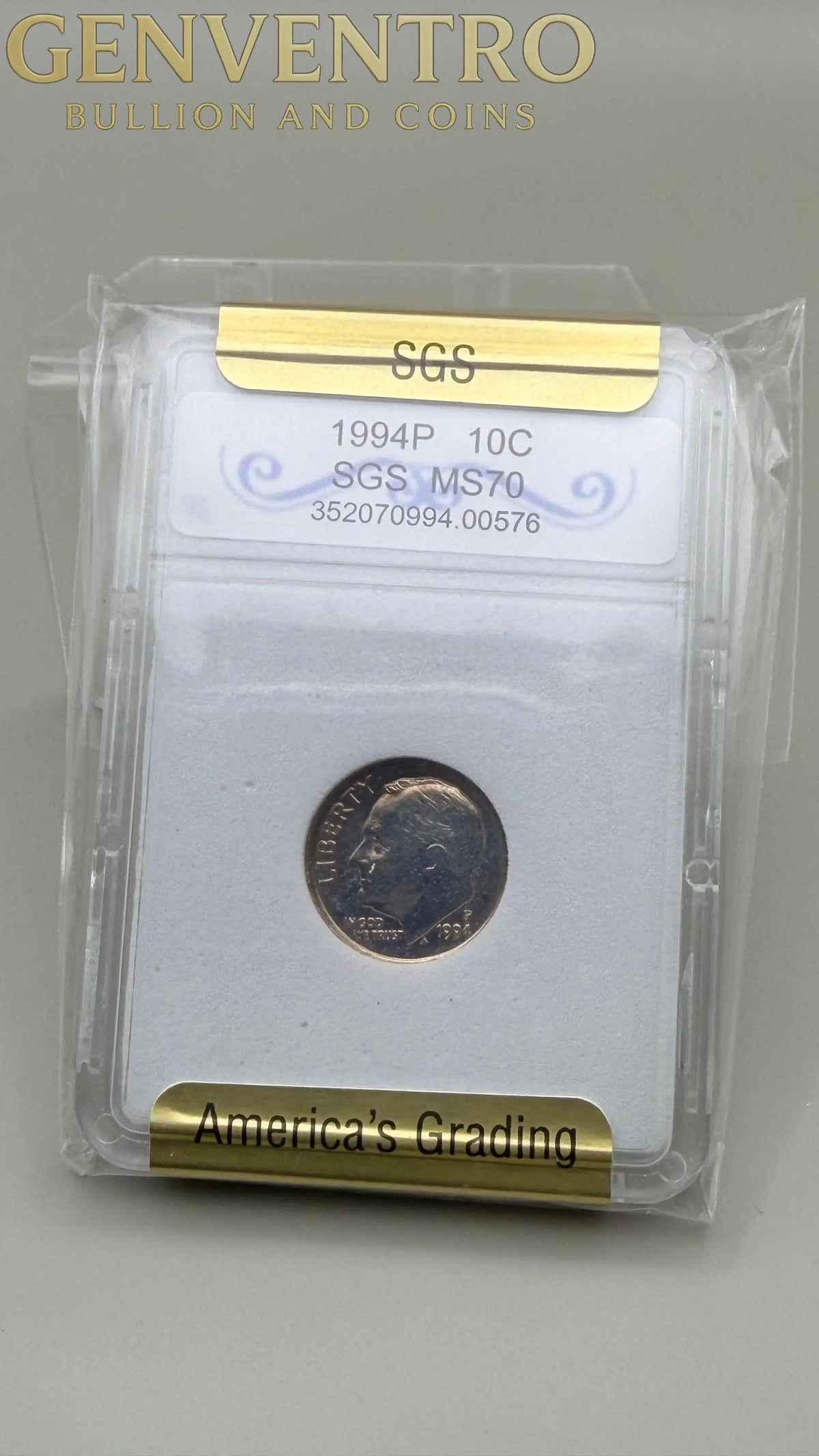 1994-P Roosevelt Dime SGS MS70