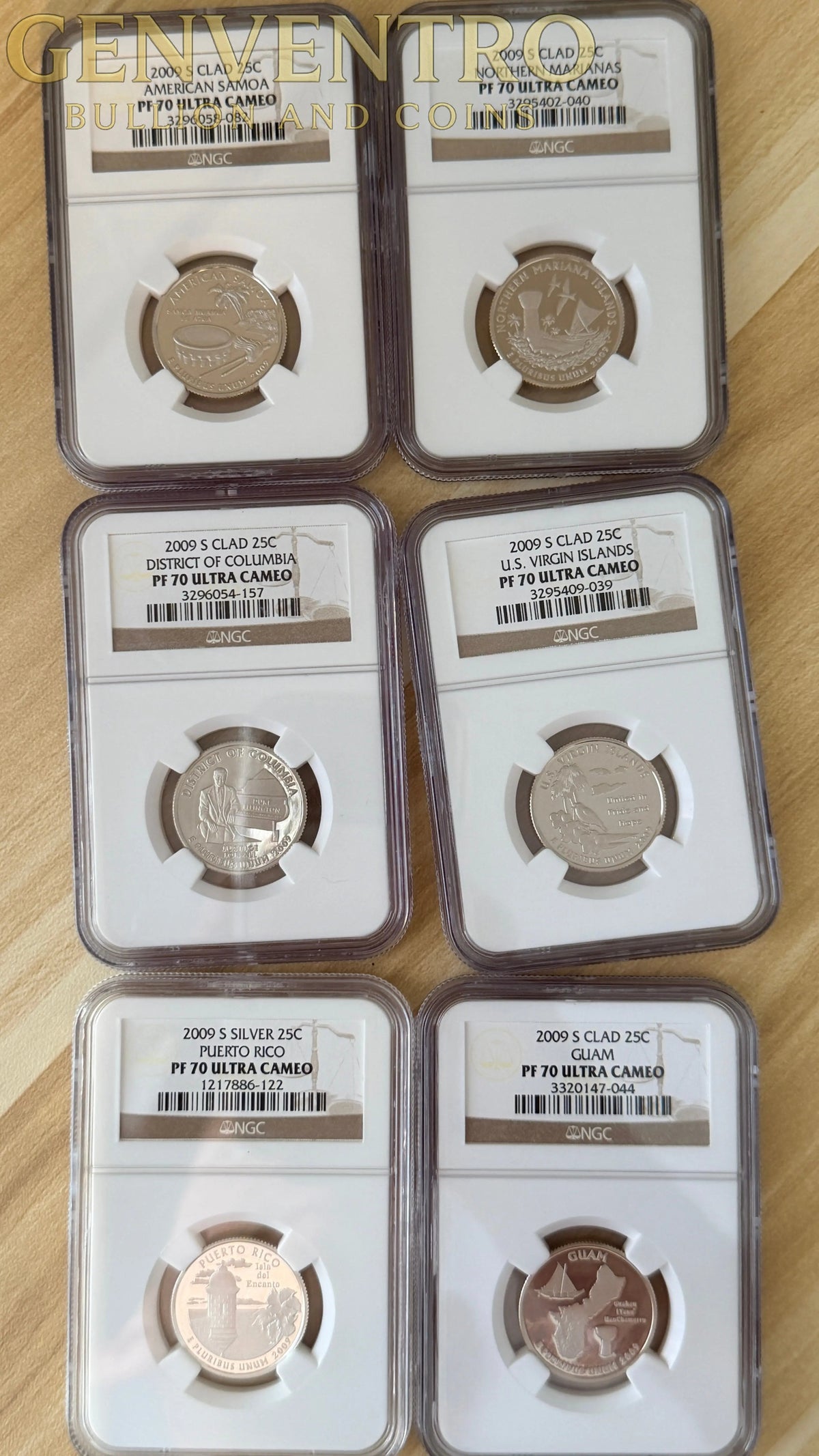 2009-S Complete US Islands & Territories Quarter Proofs 6 x NGC PR70 Ultra Cameo