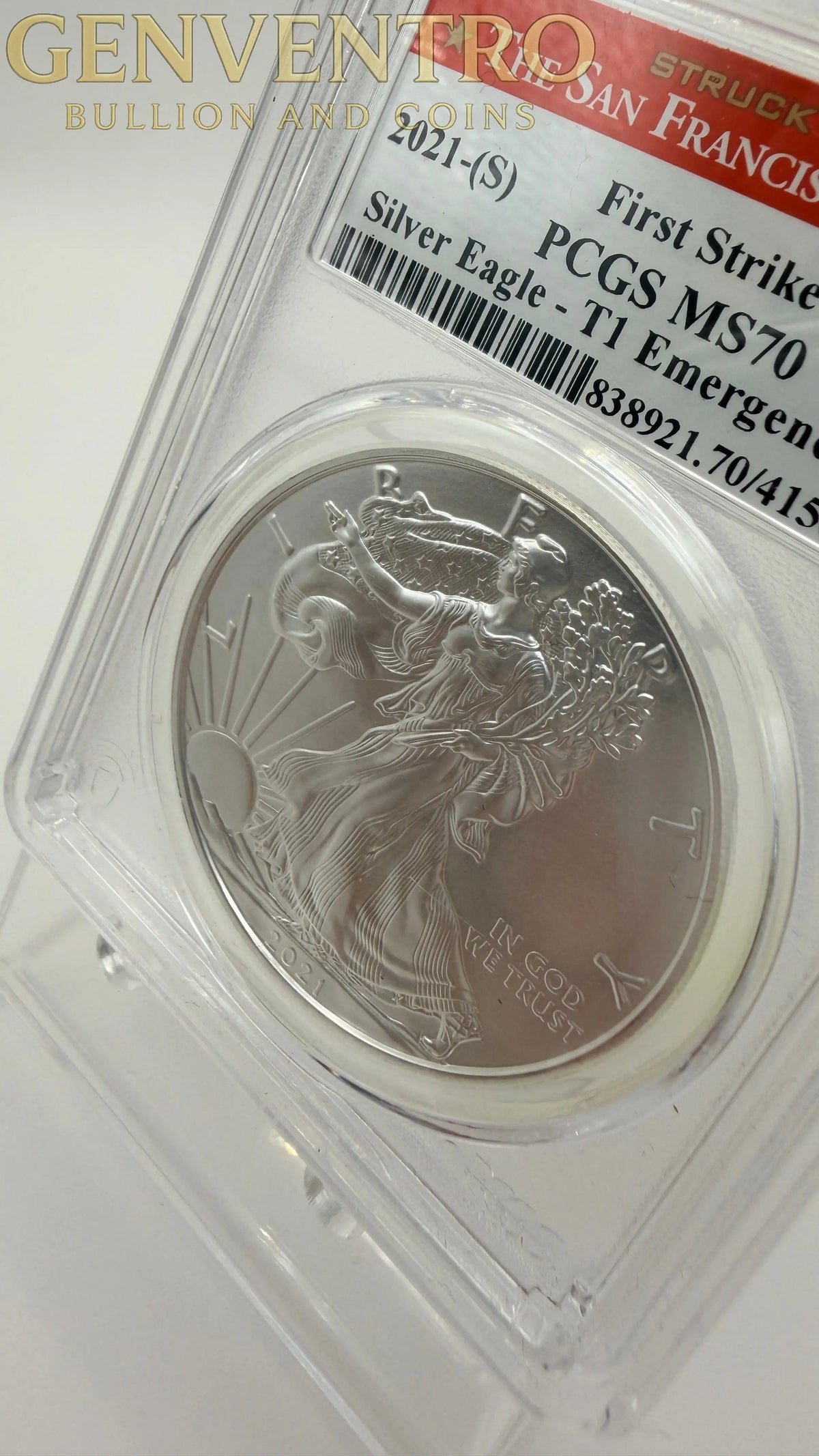 2021 S First Strike Silver Eagle T1 Emergency Issue PCGS MS70