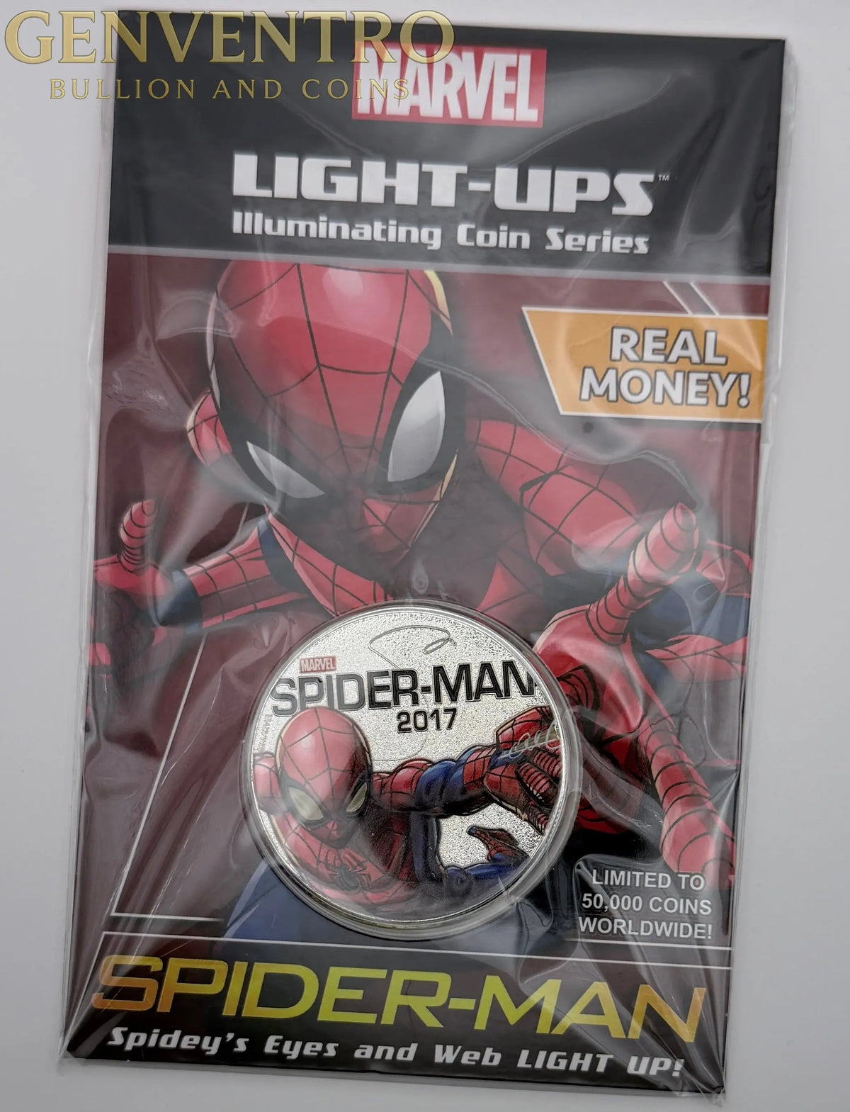 2017 Fiji Half Dollar - Spider Man Light Up Series Illuminating Coin Series Marvel