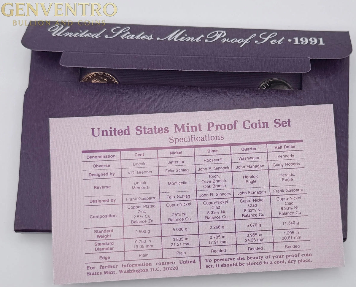 1991 US Mint Proof Set - BU Coins with Original Mint Packaging #290