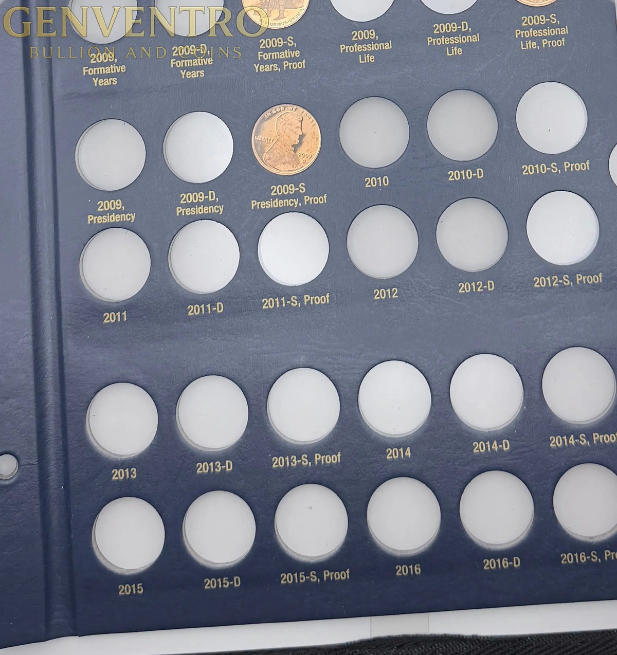 4 x 2009-S BU Lincoln Cent Proof Cents + 2 x Whiteman Album Pages