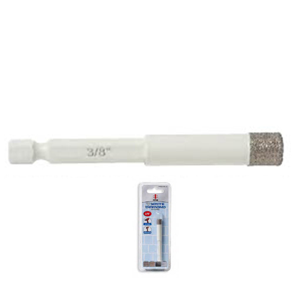3/4” ITM White Diamond Tile Bit 1/4 in. Hex Impact Shank OAL 2 3/4 in. Drilling-1 1/4 in.