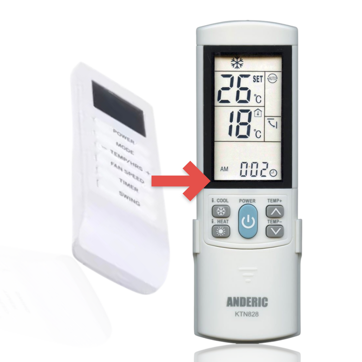 Anderic Substitute for RCA WJ26X26225 Air Conditioner Remote Control [KTN828]