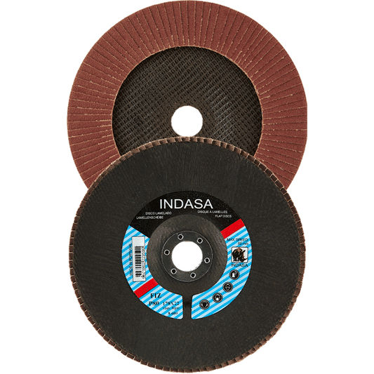 Indasa 4.5" x 7/8" Flap Disc – Aluminum Oxide, T29 Conical, Metal Grinding, 40–120 Grit