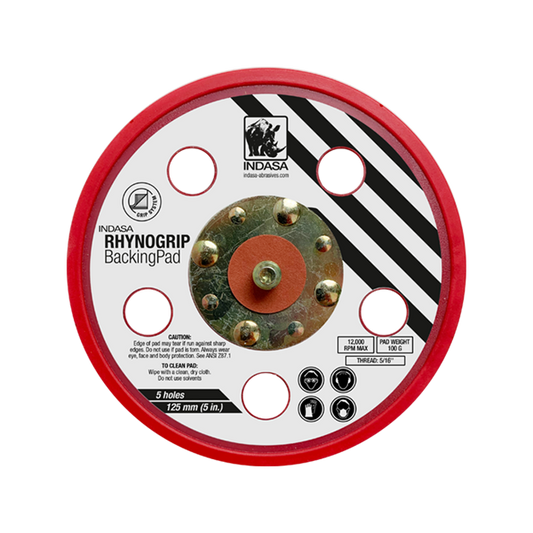 Indasa 5" 5-Hole Backup Pad – Hook & Loop (Grip) for DA Sanders (6002-5H)