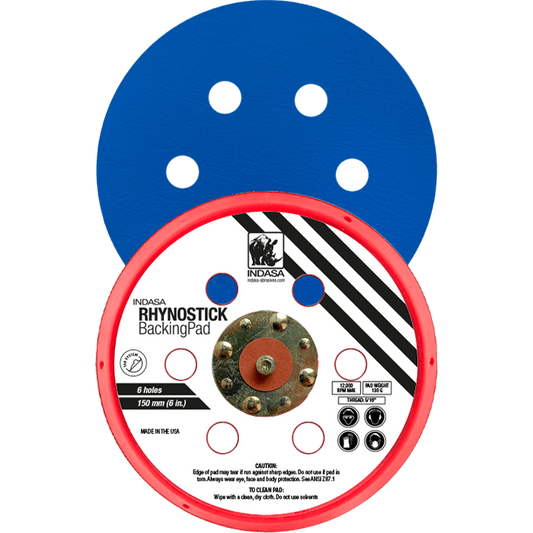 Indasa 6" 6-Hole Backup Pad – Hook & Loop (Grip) for Vacuum DA Sanders (6004-6H)