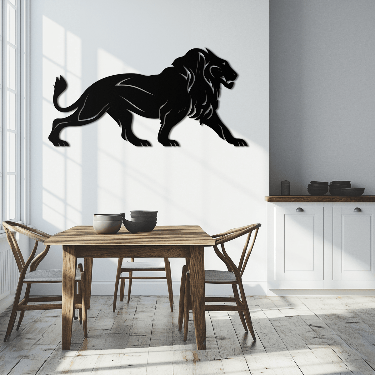 Steel Lion Metal Wall Art - Minimalist Modern Contemporary Design