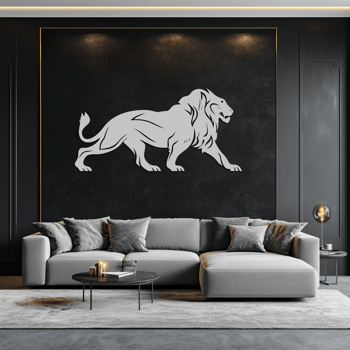Steel Lion Metal Wall Art - Minimalist Modern Contemporary Design