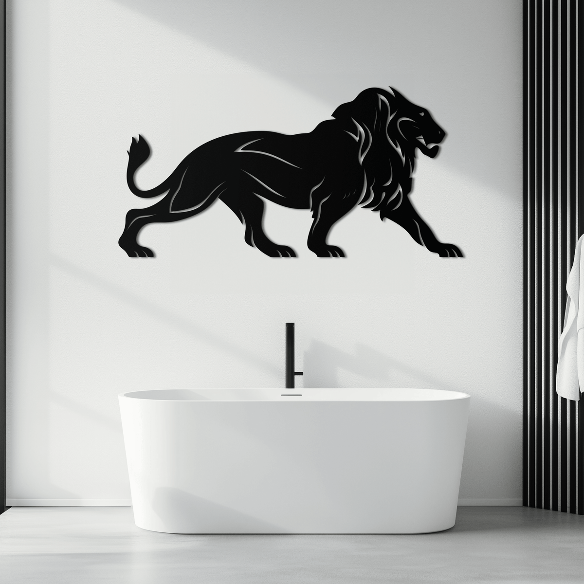 Steel Lion Metal Wall Art - Minimalist Modern Contemporary Design