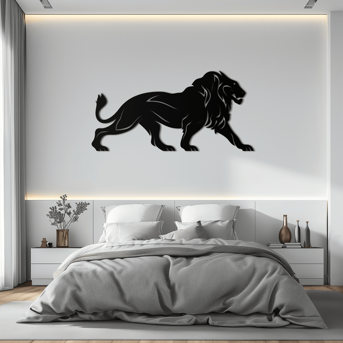 Steel Lion Metal Wall Art - Minimalist Modern Contemporary Design