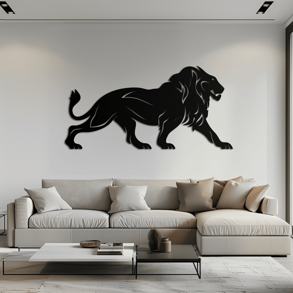 Steel Lion Metal Wall Art - Minimalist Modern Contemporary Design