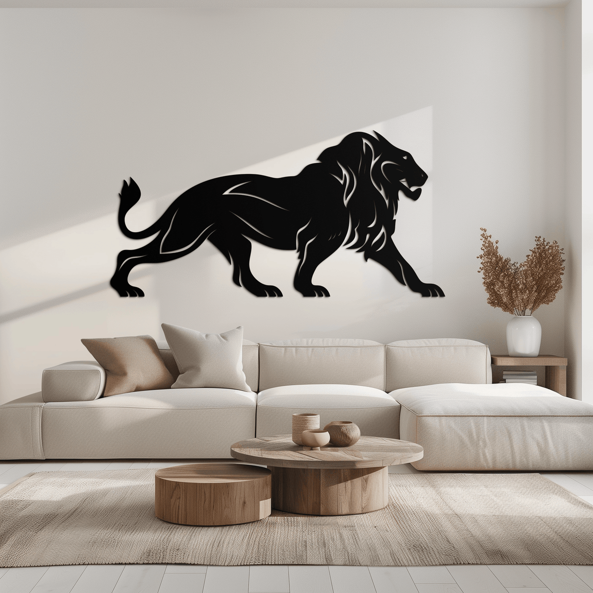 Steel Lion Metal Wall Art - Minimalist Modern Contemporary Design