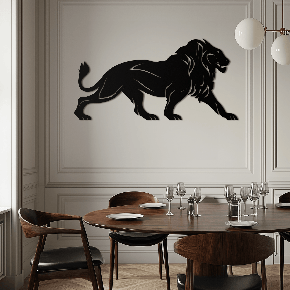 Steel Lion Metal Wall Art - Minimalist Modern Contemporary Design