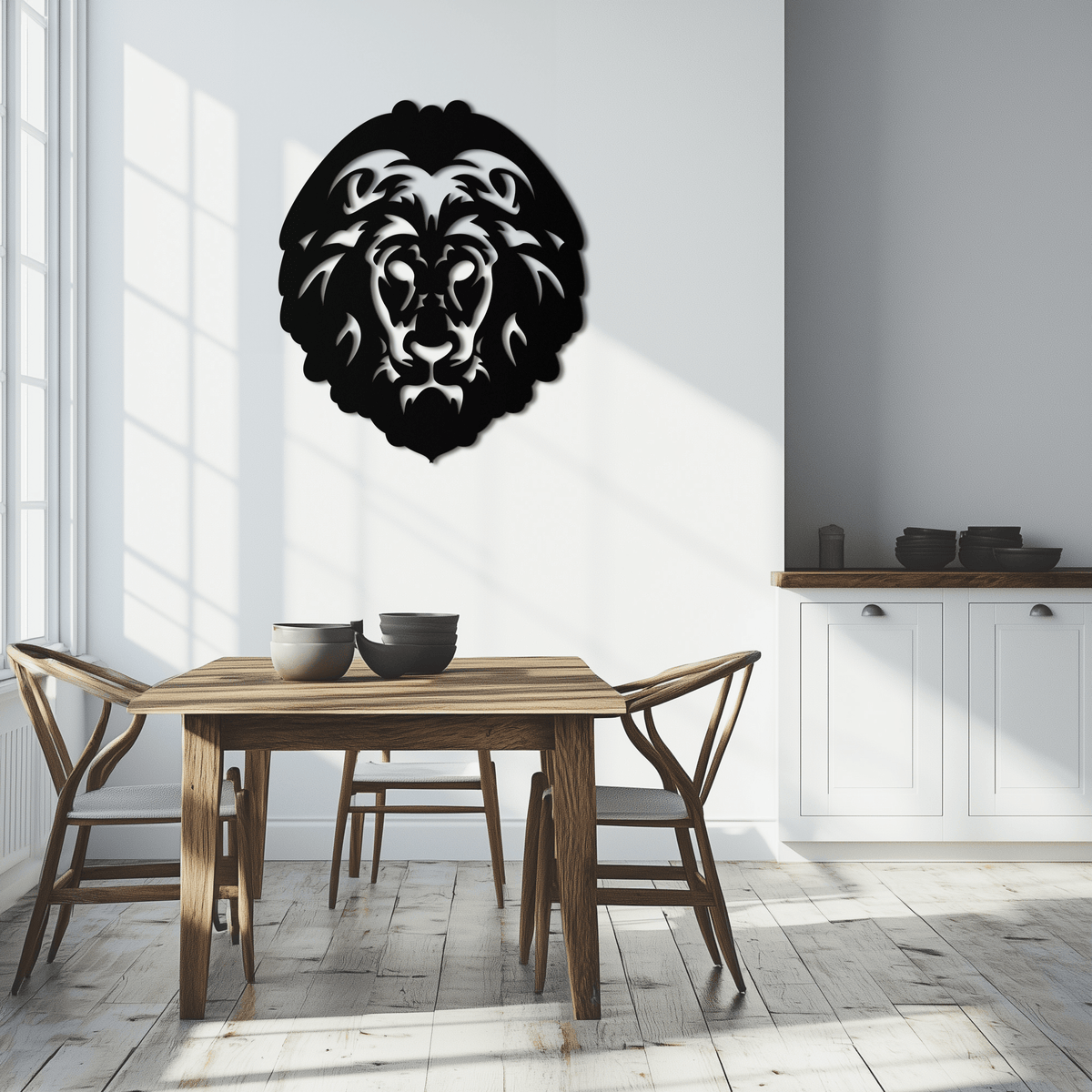 Steel Lion Head Geometric Metal Wall Art - Contemporary Design Home and Office Decor